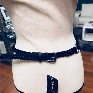Black Ring Weave Skinny Belt